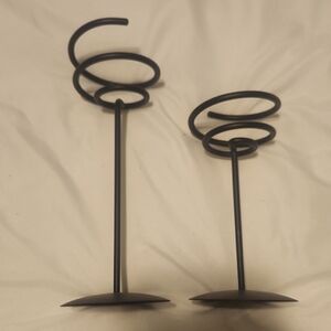 2 Black Metal Spiral Candle Holders